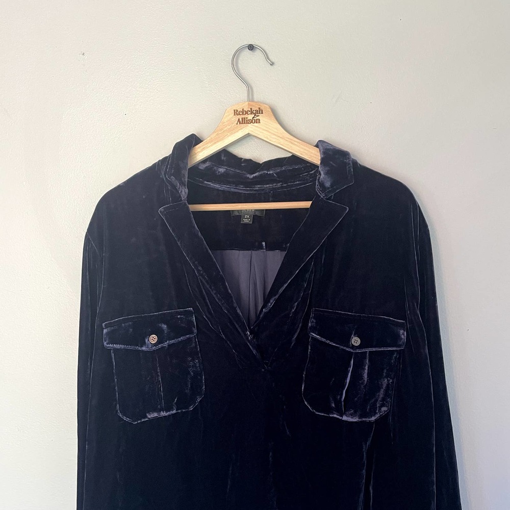 J.Crew Classic-fit Velvet Button-Down Shirt in Blue/Purple SZ 2X - Picture 2 of 12
